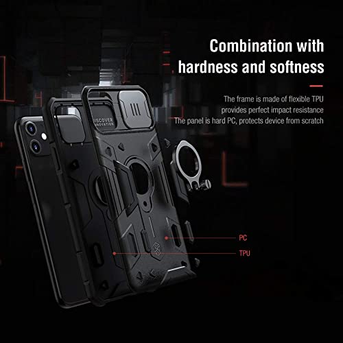 Image of Nillkin Case for Apple iPhone 14 Pro (6.1 inch Inch) Adventurer Pro Magnetic Works with Magsafe Military Rugged Camshield Camera Slider with Kickstand TPU + PC Impact Anti Shock Tough Black