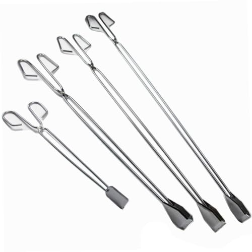 Holibanna 4Pcs Stainless Steel Scissor Tongs Garbage Clamp Tool Long Up Grabber for Outdoor Use for Camping Bbq Fishing and Litter Clean Up