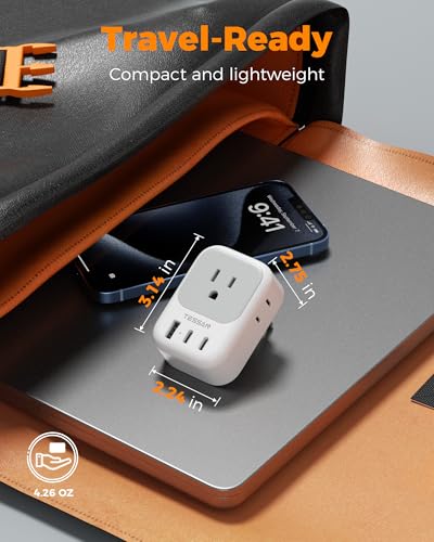 Image of TESSAN Universal Travel Adapter for 150+ Countries International Travel Adapter All in One with 4 AC Outlets 2 USB-A & 1 USB-C Ports 15W GaN Fast Charging Worldwide Plug Adapter