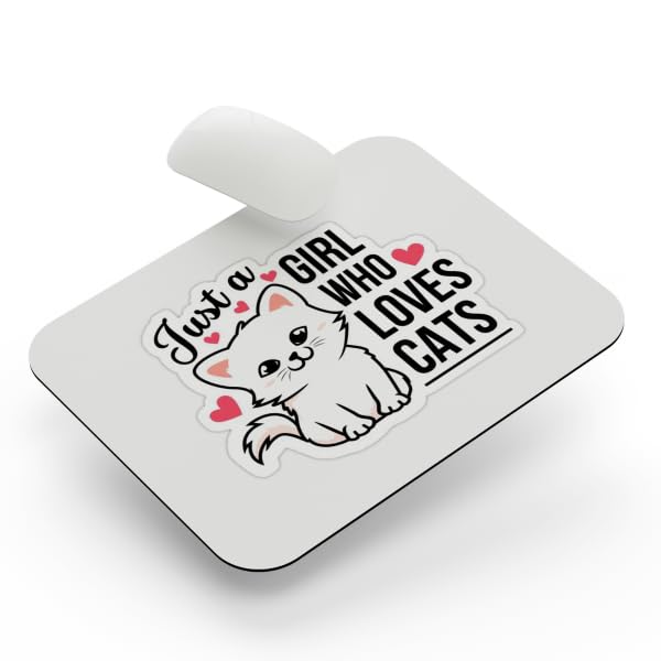 Image of SHERISH Cute Cat Mouse Pad for Laptop & PC - 19x23 cm Black Desk Mat | Smooth Cloth Surface, Non-Slip Rubber Base, Waterproof & Durable Gaming Mousepad for Office & Home (Just a Girl)