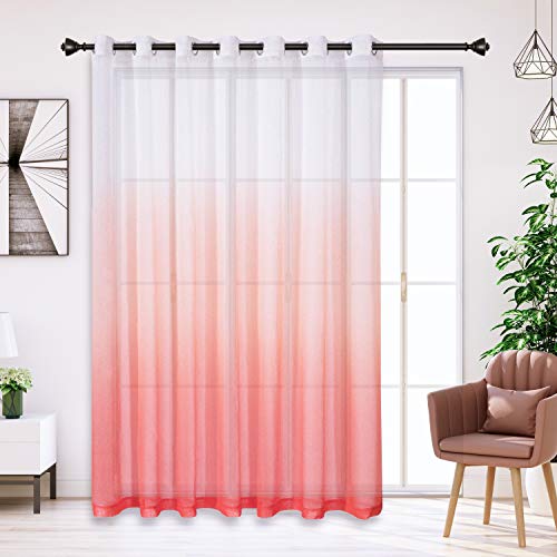 BERMINO Faux Linen Ombre Sheer Curtains - Extra Wide Gradient