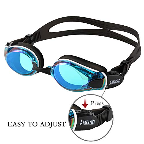 Aegend Swimming Goggles with Adjustable Bungee Strap, No Leak Anti-Fog UV Protection Mirrored Swim Goggles Adults (2 Pack) - image 6
