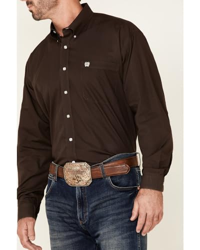 Cinch Western Shirt Mens L/S Button Pocket Logo Brown MTW11042363