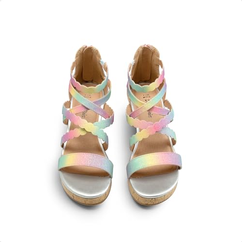 Image of DREAM PAIRS Girls Wedge Sandals Flatform Open Toe Platform Sandals Flower Wedding Party for Little Kid /Big Kid