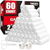 60 Pack Gauze Rolls Bandages, 2 in x 4.1 Yards, Individually Wrapped Breathable Rolled Gauze, Premium First Aid Supplies & Medical Supplies for Wounds