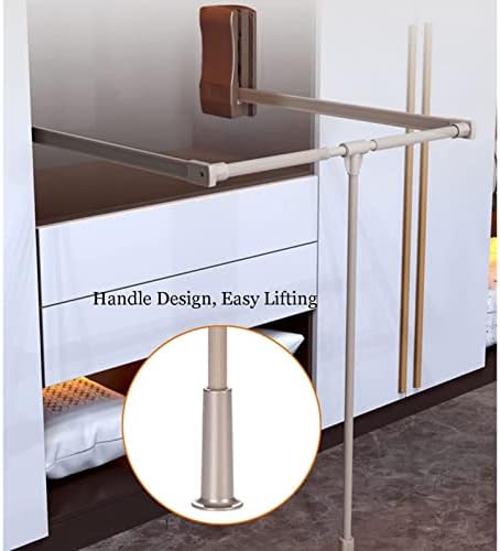 Closet Hanging Rod, Cloakroom Stainless Steel Wardrobe Rail Tube - Extendable Pull Out Closet Rod, Pull-Down Clothes Organizer with Soft Slides, Adjustable Width Fit(A-660-890mm
