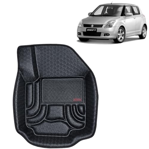 Image of OTO2EYE Car Floor Mat 4.5D Compatible for Maruti Suzuki Swift (2011 to 2017) All Model, 100% Waterproof Tray Shape, Set of 3 Pieces, Top Notch PVC 4.5D Foot Mat, Washable, 1 Year Warranty
