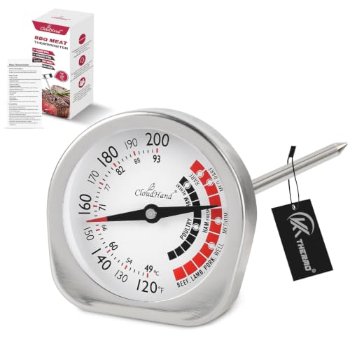Image of Leave in Probe Meat Thermometer Oven Safe Dual Pointer Dial BBQ Grill