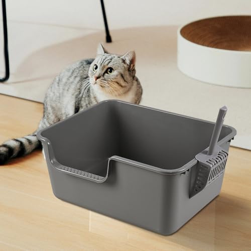 Caja de arena para gatos grande con alto borde y pala miniatura 6