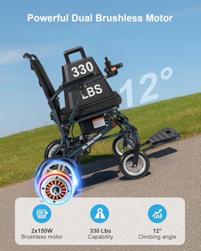 TOPIOM Electric Wheelchairs for Adults, Ultra Lightweight Foldable Electric Wheelchairs Senoirs 330lbs Capacity, Aluminium Portable Motorized All Terrain Wheelchairs, Brushless Motor, 18Kg - Image 3