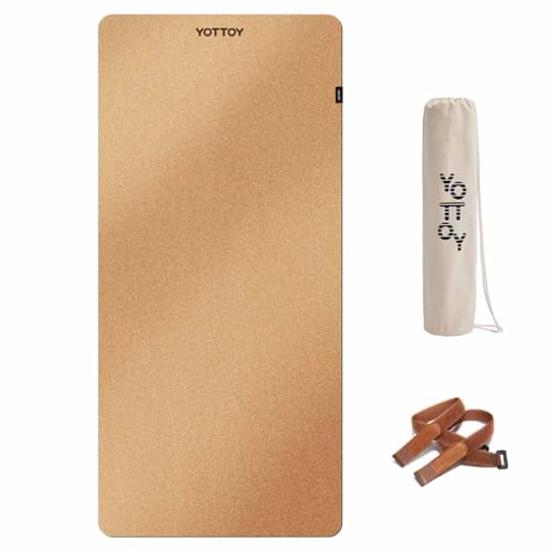Image of YOTTOY Yoga Mat,Non-Slip Hot Yoga Mat with Anti-Tear Design and Friendly Natural Rubber Mat with Strap and Bag