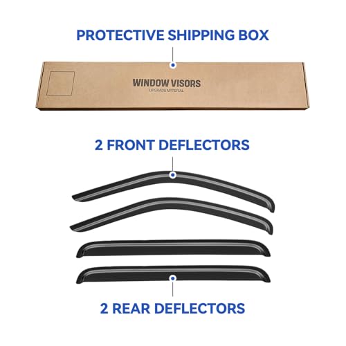 Image of Window Visors Rain Guards for 2008 2009 2010 2011 2012 Jeep Liberty, Out-Channel Window Vent Wind Deflectors Visors Shades for 08 09 10 11 12 Jeep Liberty