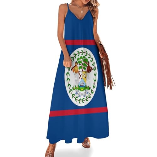 Robe femme Belize longue grande taille col en V fluide pour tenue de plage bleue