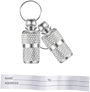 2 Pcs Pet ID Tags,Stainless Silver Anti Lost Pet Tube Tag for Collar of Dog Cat Steel Cat Dog Tag Barrel Pet Gift Tag Supplies