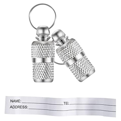 Winkwinky 2 Pcs Pet ID Tags,Stainless Silver Anti Lost Pet Tube Tag for Collar of Dog Cat Steel Cat Dog Tag Barrel Pet Gift Tag Supplies Cover