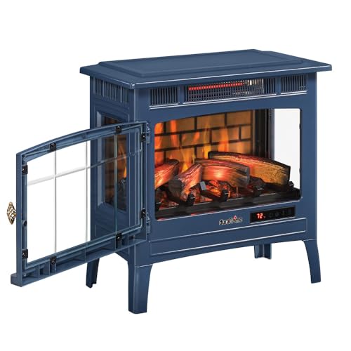 duraflame Freestanding Electric Fireplace Stove Heater with 3D Flame Effect for 1,000 Sq. Ft. Room, Navy - Image 8