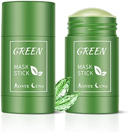 2 Pack Green Tea Cleansing Mask Stick, Poreless Deep Cleanse Green Tea Mask for Blackhead Remover and Skin Care, Monte Luna Purifying Clay Stick Mask.