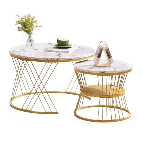 Table basse ronde lot de 2 compacte pour optimiser les petits salons - 2