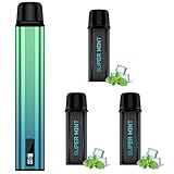 電子タバコ vape シーシャ スターターキット 25000回吸引可能 大容量 LEDディスプレイ搭載 爆煙 Type-C充電 カートリッジ 繰り返し使用可能 禁煙サポート ベイプ ニコチン タール0 本体＋POD5本セットIM4 (緑, 本体＋POD3本セット(スーパーメンソール）)