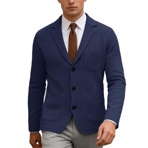 Chaqueta de lana para hombre de punto grueso con botones y cuello v abrigo de transicion calido