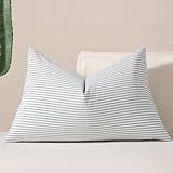 vctops Blue Stripe Print Decorative Throw Pillow Covers 12x20 Inch Farmhouse Pinstripe Lumbar Cushion Cover Pillowcase for Sofa Bedroom Couch (Blue Stripe,12'x20')