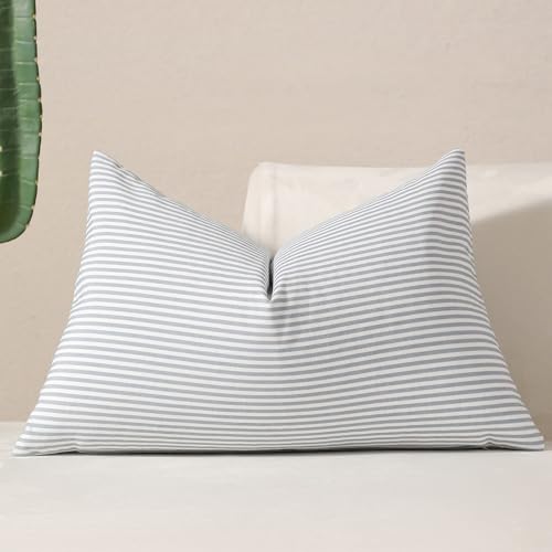 vctops Blue Stripe Print Decorative Throw Pillow Covers 12x20 Inch Farmhouse Pinstripe Lumbar Cushion Cover Pillowcase for Sofa Bedroom Couch (Blue Stripe,12"x20")
