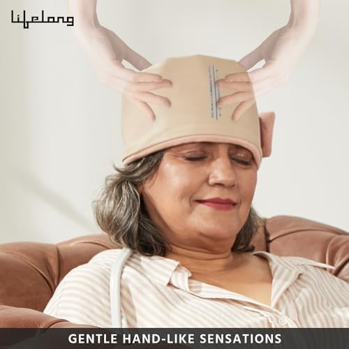 Lifelong Wireless Head Massager (LLM936) – Corded Electric Portable Device With Vibration, Kneading & Air Compression Modes, Adjustable Intensity – Ideal For Home, Office, Athletes & Elders, White