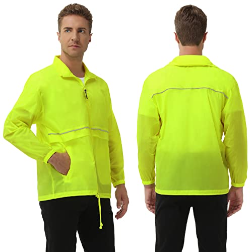 Corna Men's Raincoat Waterproof Packable Outdoor Lightweight Hiking Running Cycling Windbreaker Hooded Rain Jacket(Green,5Xl) #TOP4