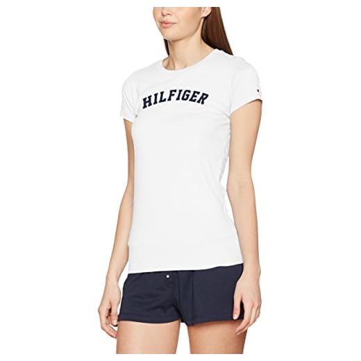 Tommy Hilfiger SS tee Print Camiseta, Blanco (White 100), S para Mujer