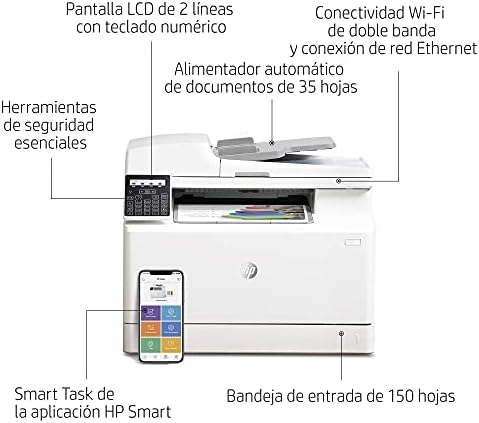 HP Color LaserJet Pro MFP M183fw 7KW56A, Impresora Láser Color  Multifunción, Imprime, Escanea, Copia y Fax, Wi-Fi, Ethernet, USB 2.0 de  alta velocidad, HP Smart App, Panel de control LCD, Blanca : Hp: Amazon.es:  Informática