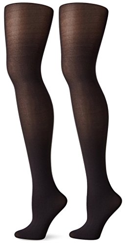 HUE 2-Pair-Pack Women's Opaque Sheer to Waist Tights black 1