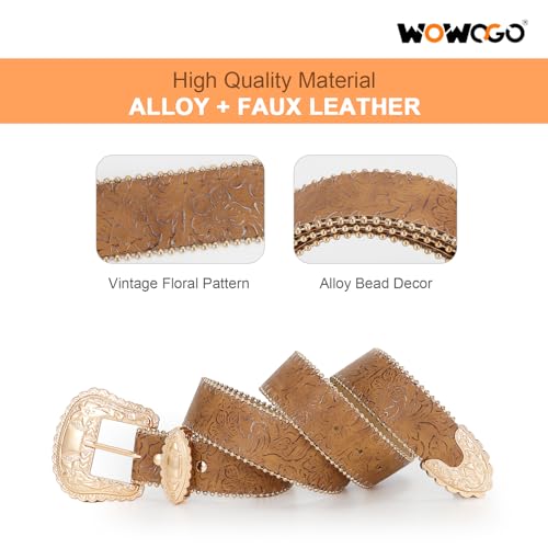 Floral Print Western Belts for Women Cowgirl Cowboy Country Leather Belt Fashion Vintage Belt for Jeans3