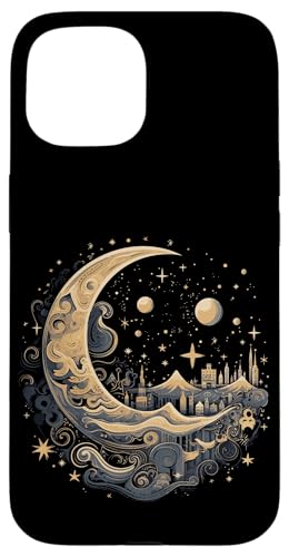 Galaxy Night Sky Moon Lunar Stars Love X}zP[X iPhone 15 p