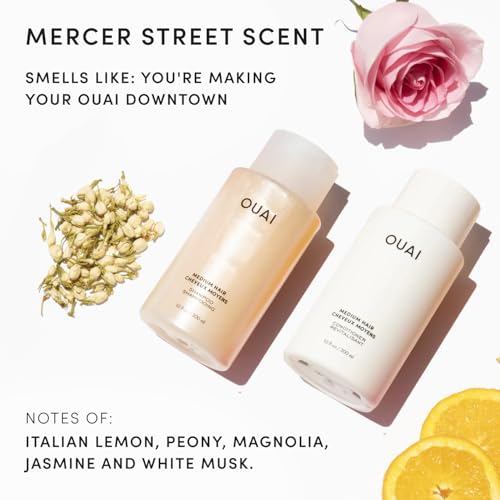 Image of OUAI Medium Hair Shampoo & Conditioner Set, Travel Size - Hydrating Shampoo & Conditioner - With Coconut Oil, Babassu, Kumquat Extract & Keratin - Sulfate, Paraben & Phthalate Free (3 Oz)