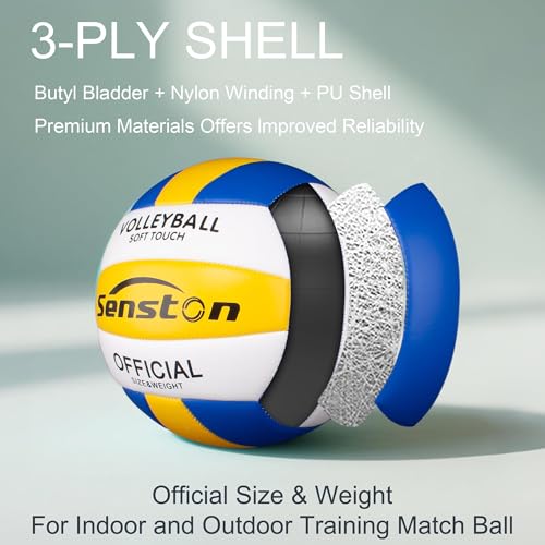 Image of Senston Size 5 Volleyball - Soft & Durable Microfiber Cover for Adults & Youth | Official Size for Indoor, Outdoor, Beach & Gym Training | Includes Air Pump