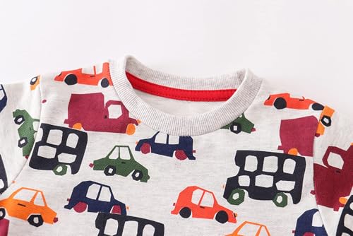 Image of Popshion Toddler Boys Sweatshirts Dinosaur Long Sleeve Pullover Crewneck Shirts Cartoon Tee Sport Tops for Kids 1-8T