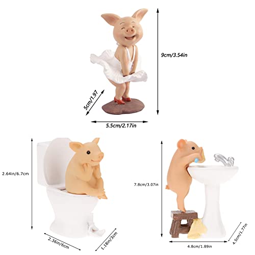 Keepkap Statua Di Maiale Mini Maialino, Decorazione Per La Casa In Resina, Statua Da Giardino A Forma Di Animale Fortunato Per Micro Paesaggi (3 Pezzi) - 2