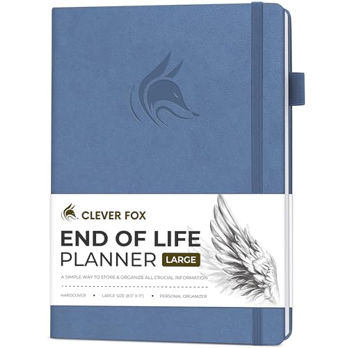 Clever Fox Large End of Life Planner Guided Final Arrangements Organizer Notebook for Instructions Beneficiary Info Will Preparation Last Wishes & Funeral Planning 8.5 x 11 (Smoke Blue)