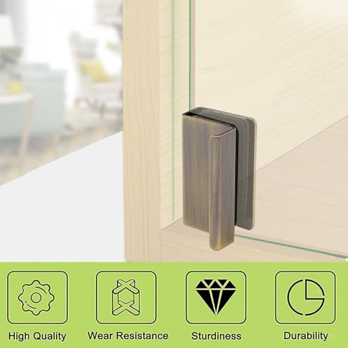 Image of 4Pcs Glass Finger Edge Pull Cabinet Finger Pull Handle Glass Door Clips Cabinet Latch Clamp Concealed Handle for Display Glasscase Door (Bronze)