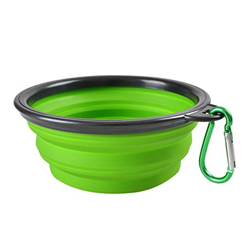 Ciotola Pieghevole Per Cani In Silicone 1000ml - Portatile Per Viaggi, Verde