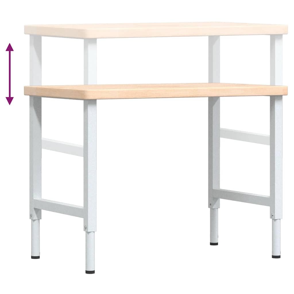 vidaXL Banco de Trabajo Rectangular Madera Maciza 100x60x(73-99,5) cm
