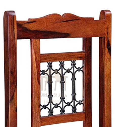 Image of Solid Sheesham Wood Dining Chair Set of 2 | Solid Wood Dining Chairs | Wooden Dining Chairs for Home and Living Room | Study Chairs | Wooden Set of 2 Chairs | Honey Oak Finish