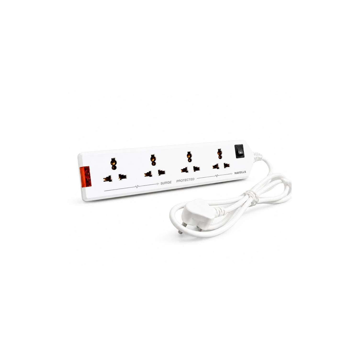 Havells 240V 6A Four-Way 1440W Extension Board With wire (White)- 1.5 Metre ( Surge and Spike Guard)-image-37