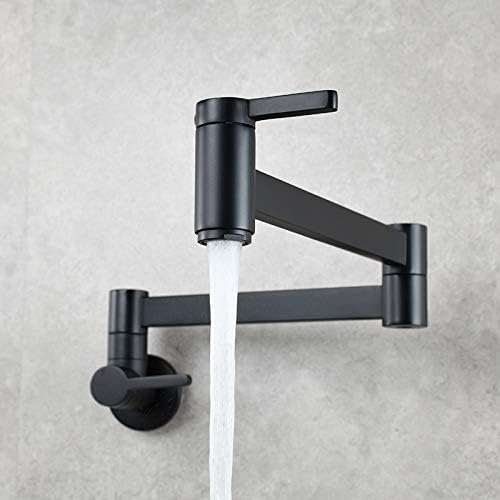 Mixer Wall-Mounted Pot Filler Foldable Kitchen Cold Single Hole Sink Tap, Rotate Folding Spout Brushed Gold Brass Faucet Wall Mounted