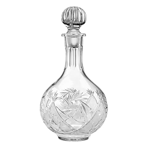 GIFTS PLAZA 16-Oz Hand Made Vintage Russian Crystal Decanter, Liquor Carafe Cover