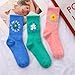 Vctitil 6 Pairs Women'S Knee Length Socks Golf Sports Socks Flower Printed Fashionable and Warm Women'S Socks