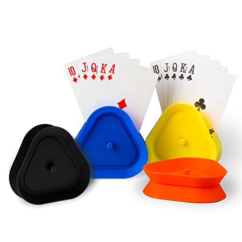 Gifttle 4 Stück Kartenhalter Kinder, Spielkartenständer, Kartenhalter für Spielkarten, Spielkartenständer Kunststoff, Ohne Hände Spielkarten Halter Cover