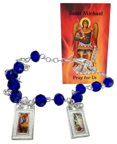 Bracelet chapelet Saint Michel style scapulaire avec carte de prière chrétienne