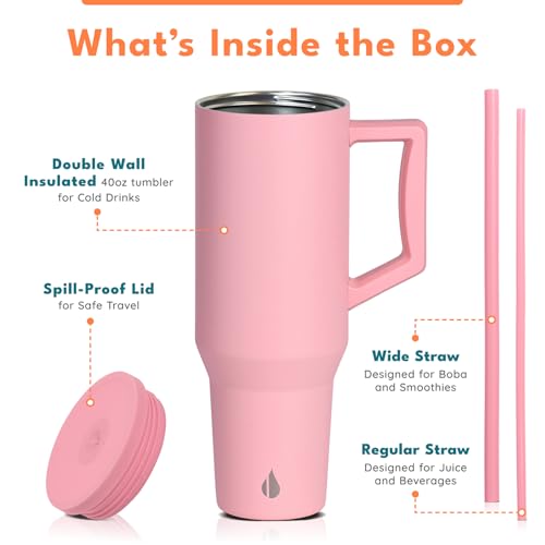 Image of Elemental Spill Proof 40oz Insulated Tumbler with Handle & Straw Travel Mug