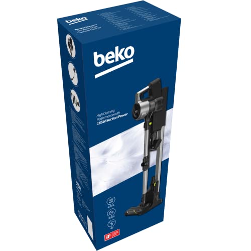 BEKO, Aspirateur Balai Multifonction Sans Sac PowerClean, Moteur BLDC, Autonomie 45 min, 3 vitesses 0,9 L, Compact, Léger, Silencieux, 165 Air Watts, SelfStand, avec Accessoires, Anthracite/Silver